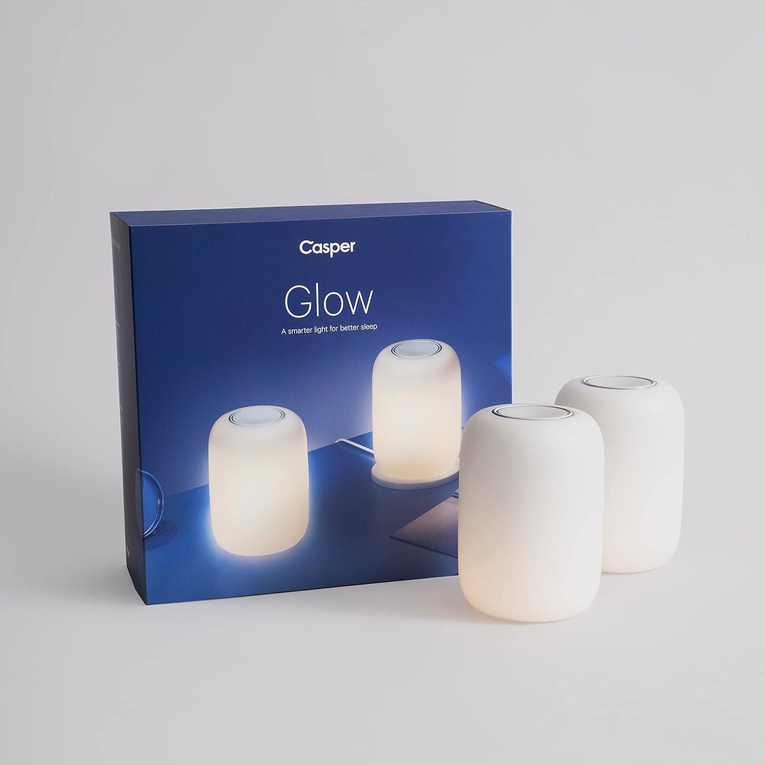 The Casper Glow Light Double Pack: Night Light, Touch Sensor, Smartphone App, Rechargeable, UPC 192472020942