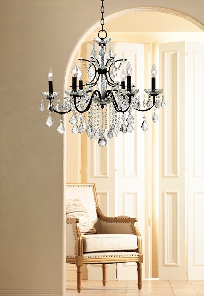 Vienna Full Spectrum DeMallo Dark Bronze Chandelier 26" Wide French Scroll Arm Clear Crystal 6-Light Fixture for Dining Room Home Foyer Kitchen Island