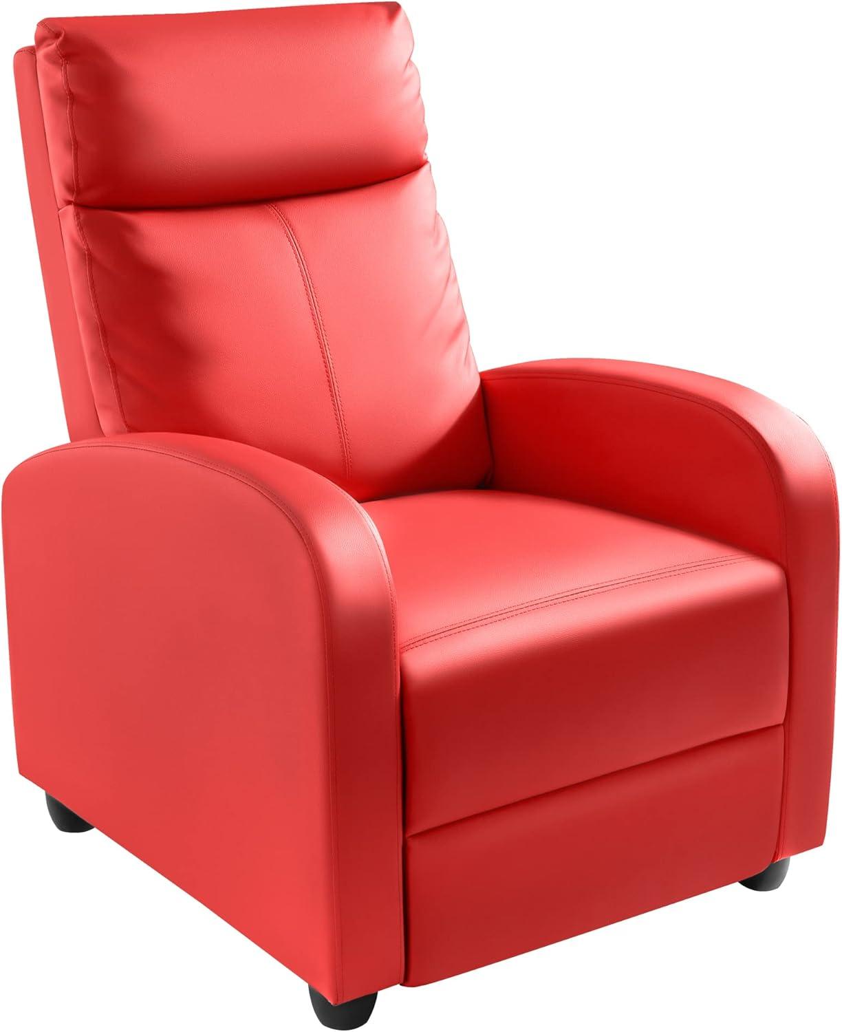 FDW Wingback Recliner Chair Leather Single Modern Sofa Home Theater Seating for Living Room