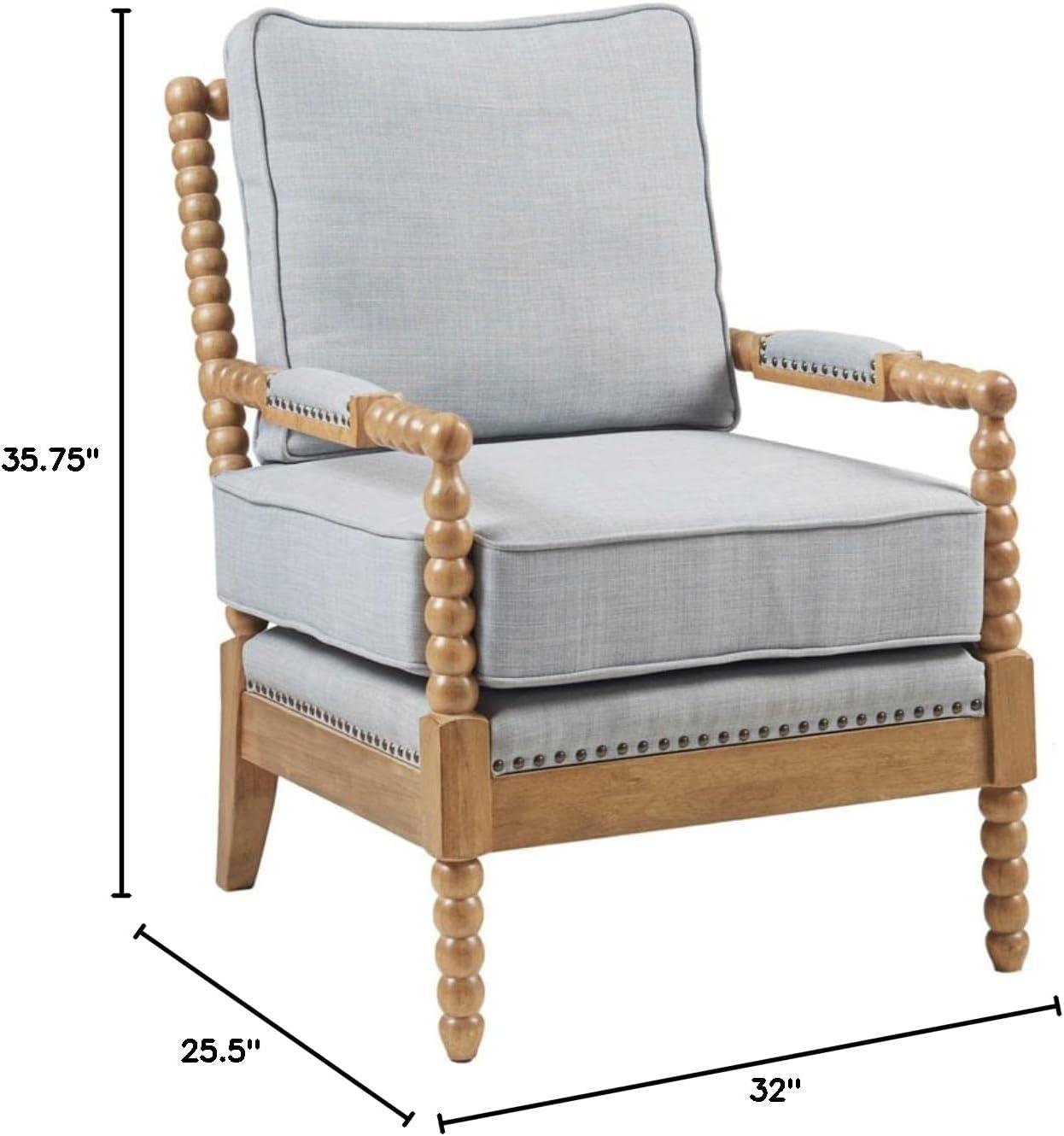 Lyla Accent Chair Light Blue - Madison Park: Elegant Upholstered Bronze Nailhead Trim
