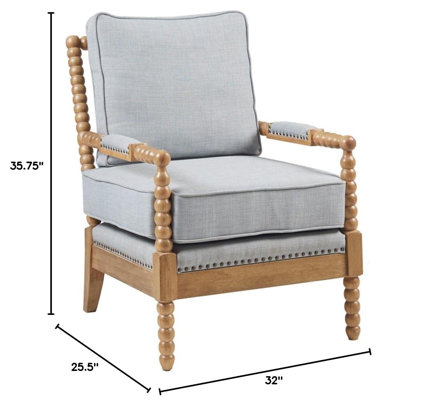 Lyla Accent Chair Light Blue - Madison Park: Elegant Upholstered Bronze Nailhead Trim