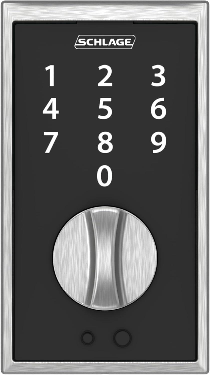 Satin Chrome Keyless Touchscreen Deadbolt with Mechanical Knob