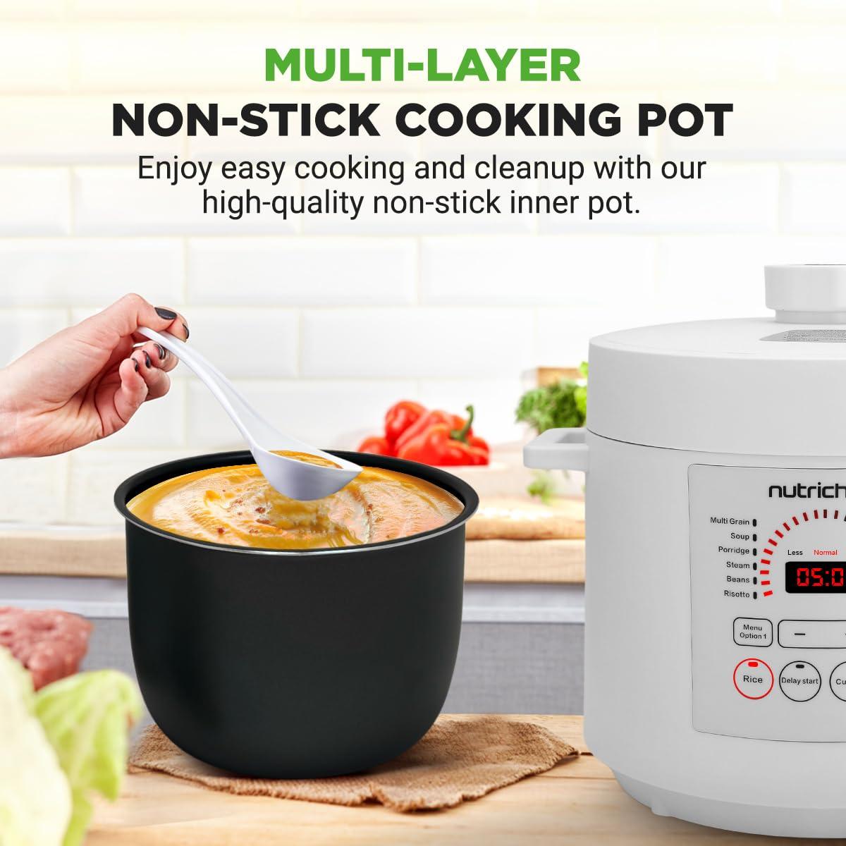 NutriChef 6 Quart White Digital Electric Pressure Cooker with Touch Control