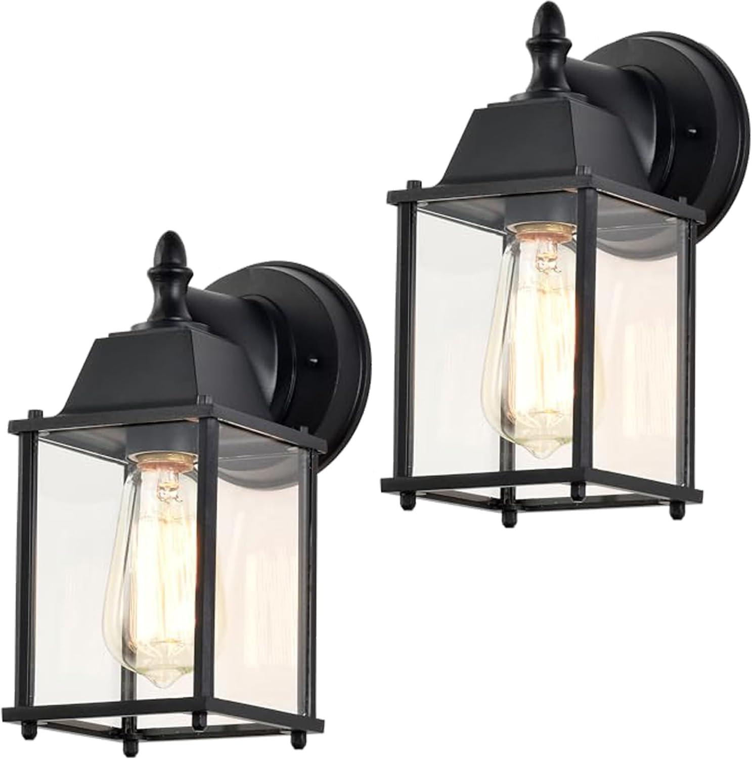 Outdoor Lights Fixtures Wall Sconce 2 Pack Black Porch Lights Outdoor Wall Lantern Decor Aluminum Anti-Rust Exterior Waterproof Outdoor Lights for House Patio Garage Front Door Entryway