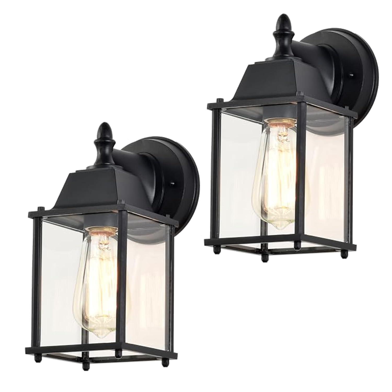 Outdoor Lights Fixtures Wall Sconce 2 Pack Black Porch Lights Outdoor Wall Lantern Decor Aluminum Anti-Rust Exterior Waterproof Outdoor Lights for House Patio Garage Front Door Entryway