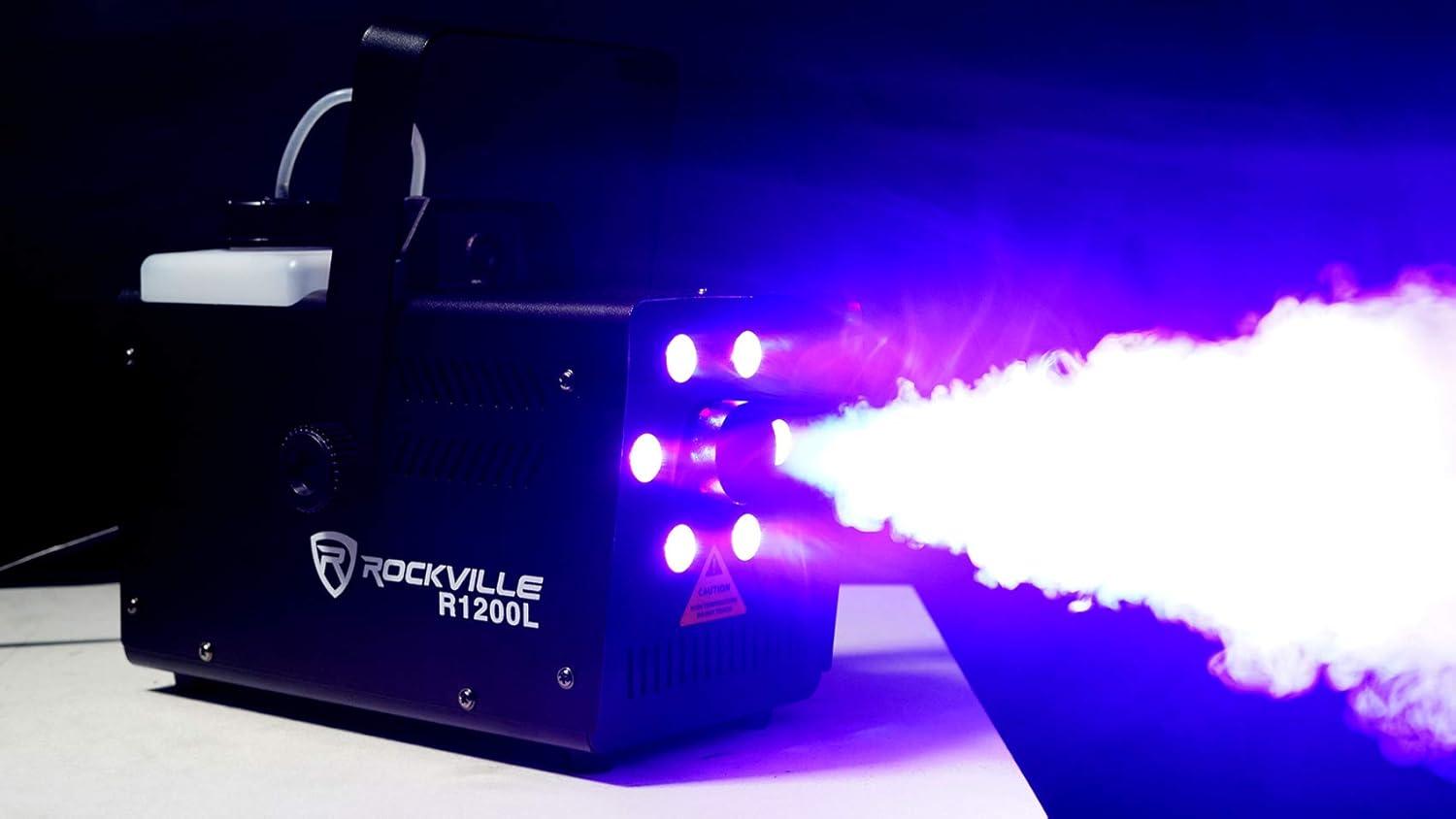 Rockville R1200L Fog/Smoke Machine w LED Lights/Strobe, 7 Channel DMX+2 Remotes
