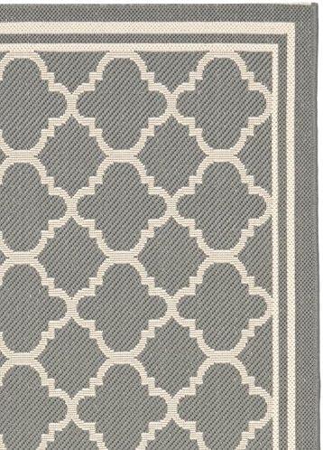 SAFAVIEH Courtyard Alina Geometric Indoor/Outdoor Runner Rug, 2'3" x 12', Anthracite/Beige