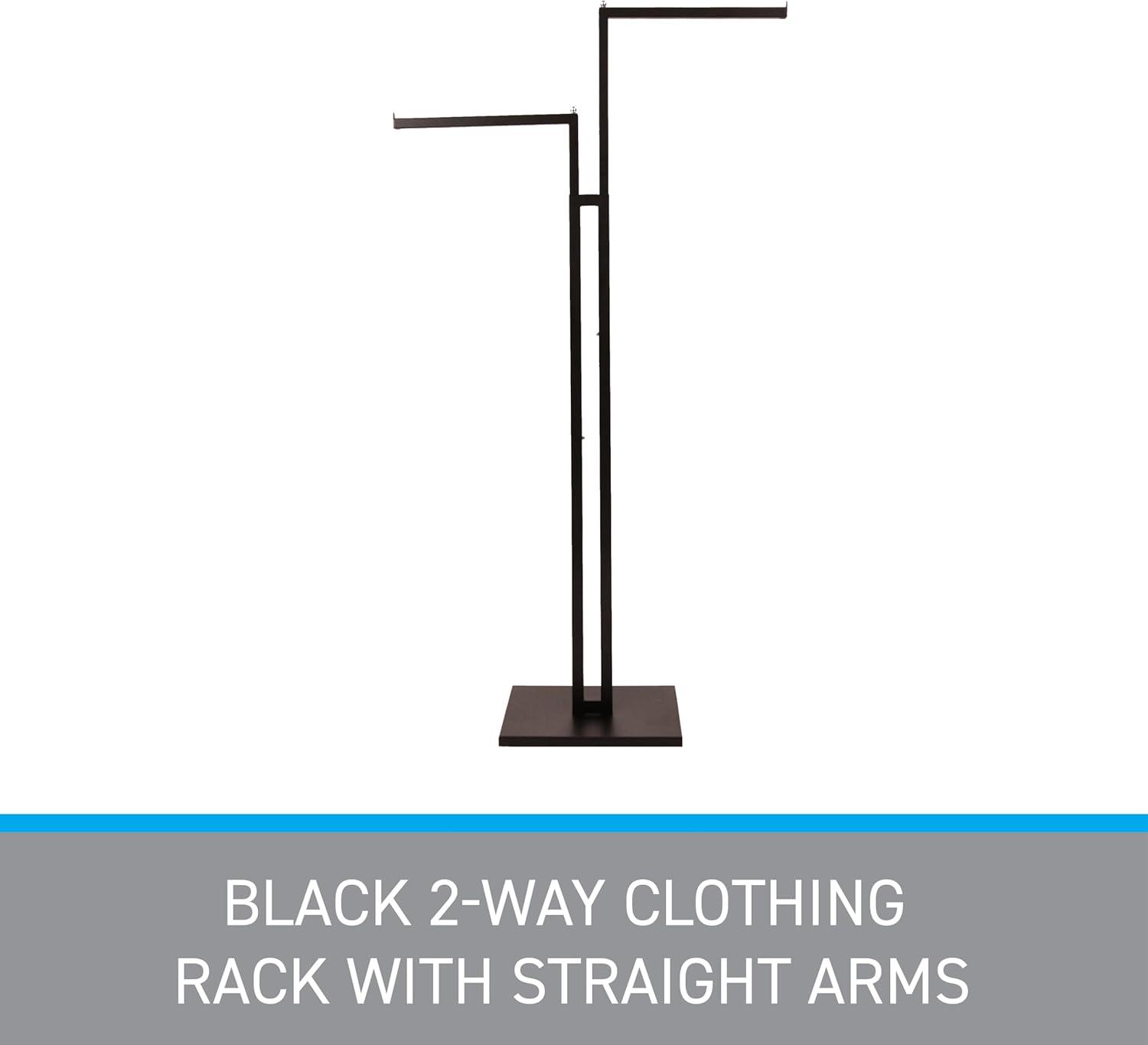 SSWBasics Black 2-Way Clothing Rack - Straight Arms - Adjustable 48" to 72"