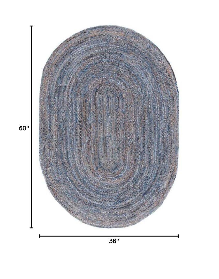 Cape Cod CAP202 Woven Indoor Accent Rug - Blue/Natural - 3'x5' Oval - Safavieh