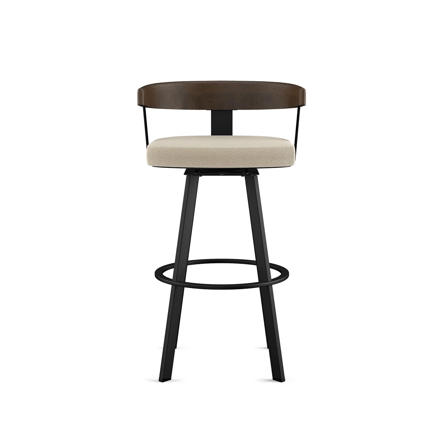 Lars 26 in. Cream Boucle Polyester/Black Metal Swivel Counter Stool
