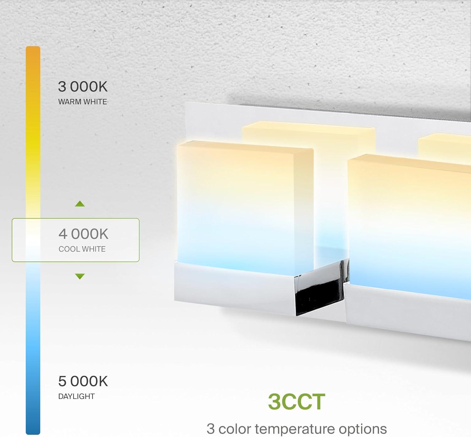 ASD 6 Lights 36 Inch LED Bathroom Vanity Light - Modern Dimmable 35W 3000K-5000K Adjustable Up and Down Vanity Lights, Bright Acrylic Wall Light Fixtures Over Mirror - Chrome, ETL Listed