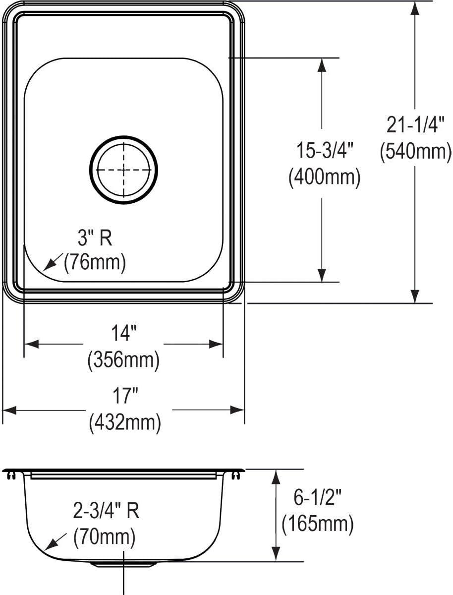 Elkay Dayton Stainless Steel Single Bowl Drop-in Bar Sink