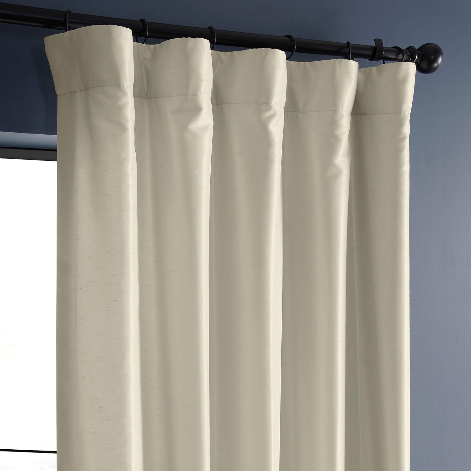 Rayne Vintage Textured Faux Dupioni Silk Room Darkening Curtains Window Single Curtain Panel