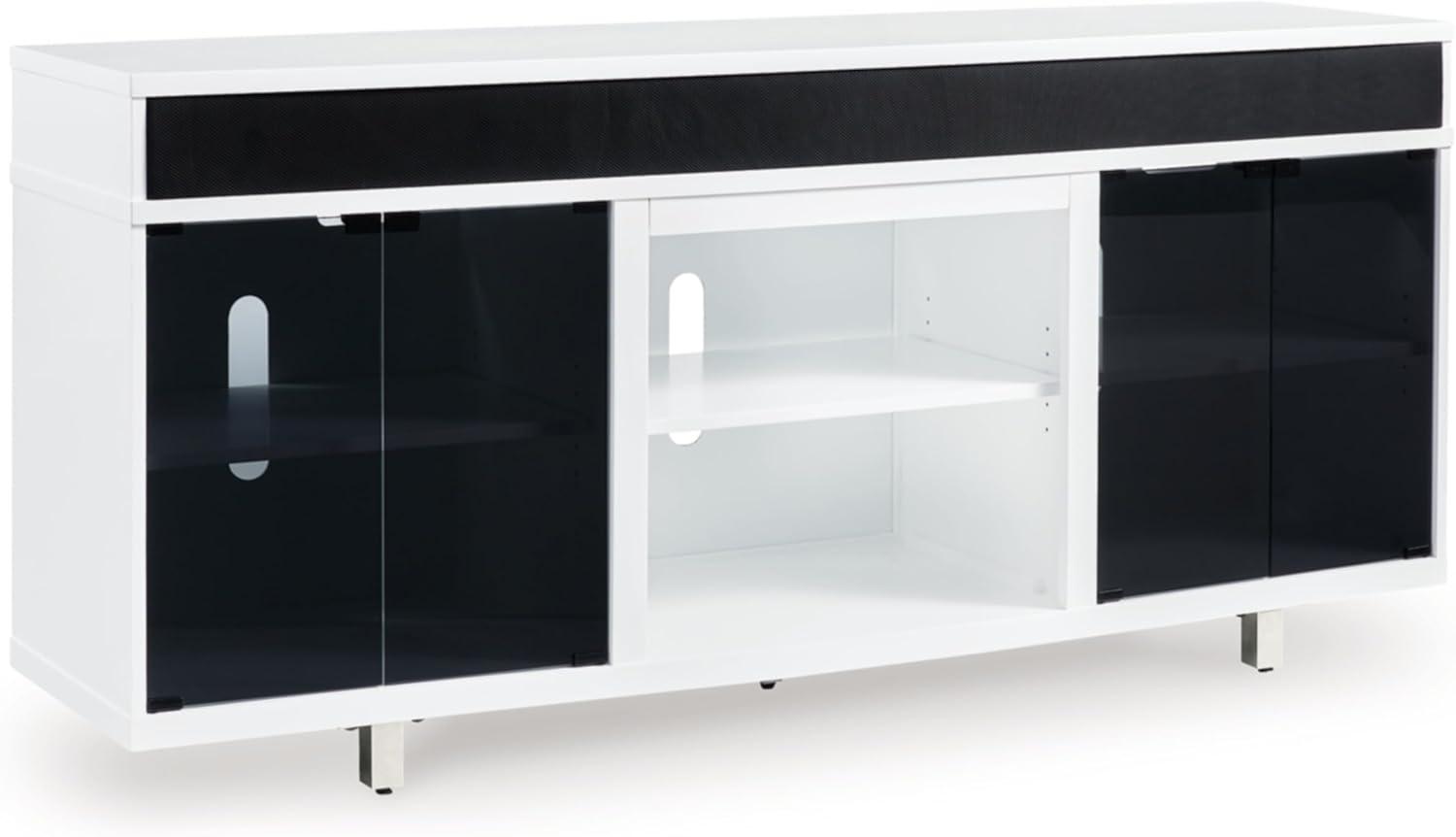 Gardoni White and Black 72" TV Stand with Fireplace Option