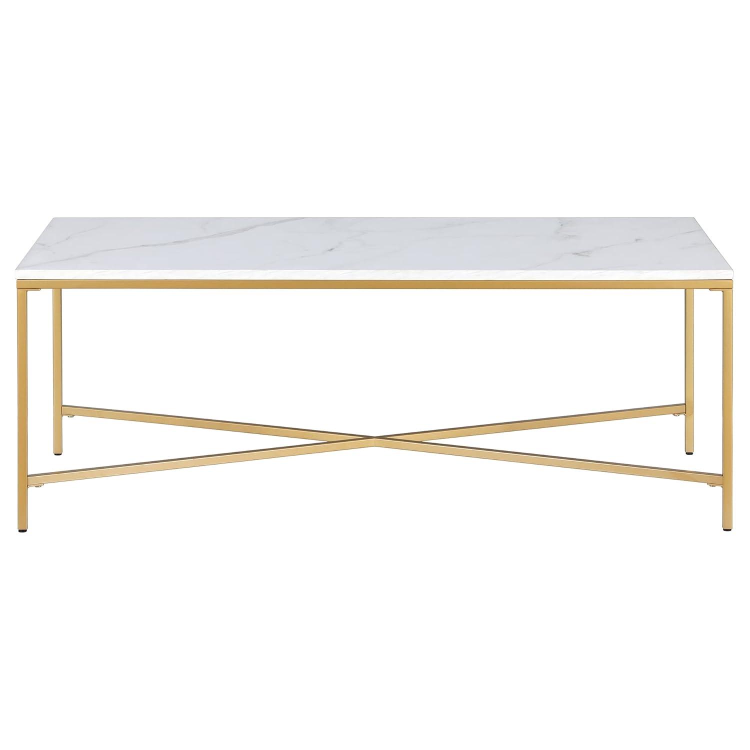 Henn&Hart Brass Coffee Table with Glass Top