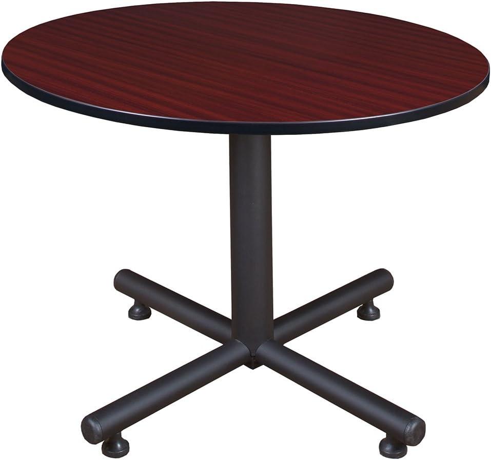 Modern Mahogany 48" Round Dining Table with Metal Base