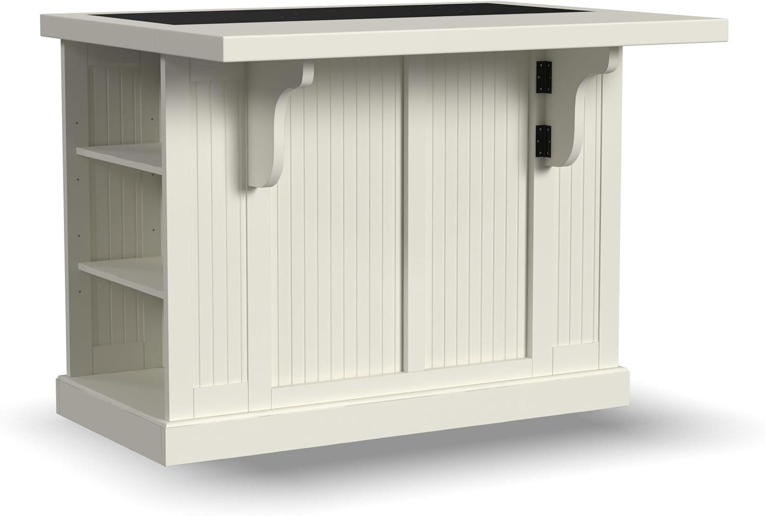 Nantucket Off-White Kitchen Island with Black Granite Top