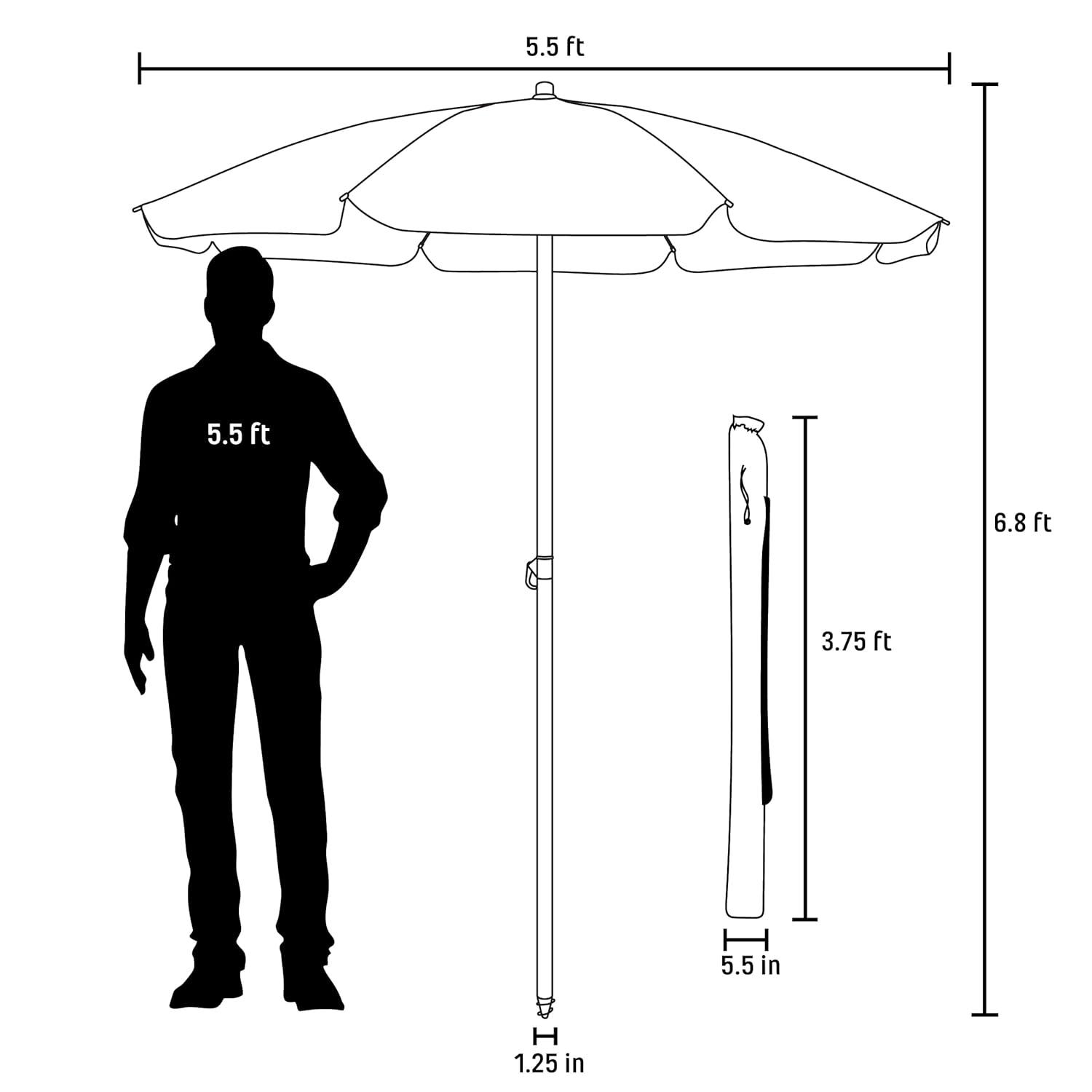 Picnic Time 5.5' Beach Compact Umbrella - Blue Pinstripe Pattern