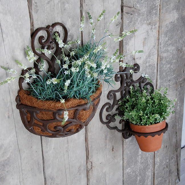 The Lakeside Collection Victorian Half-Round Wall Planter with Liner