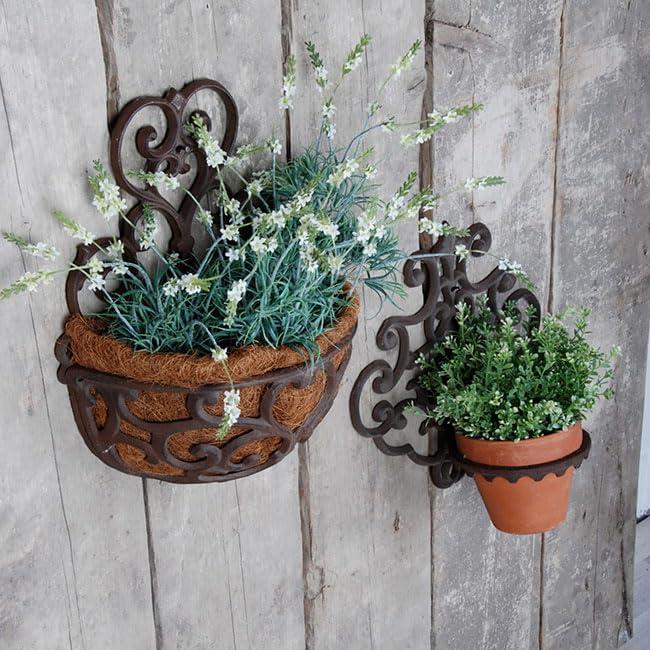 The Lakeside Collection Victorian Half-Round Wall Planter with Liner