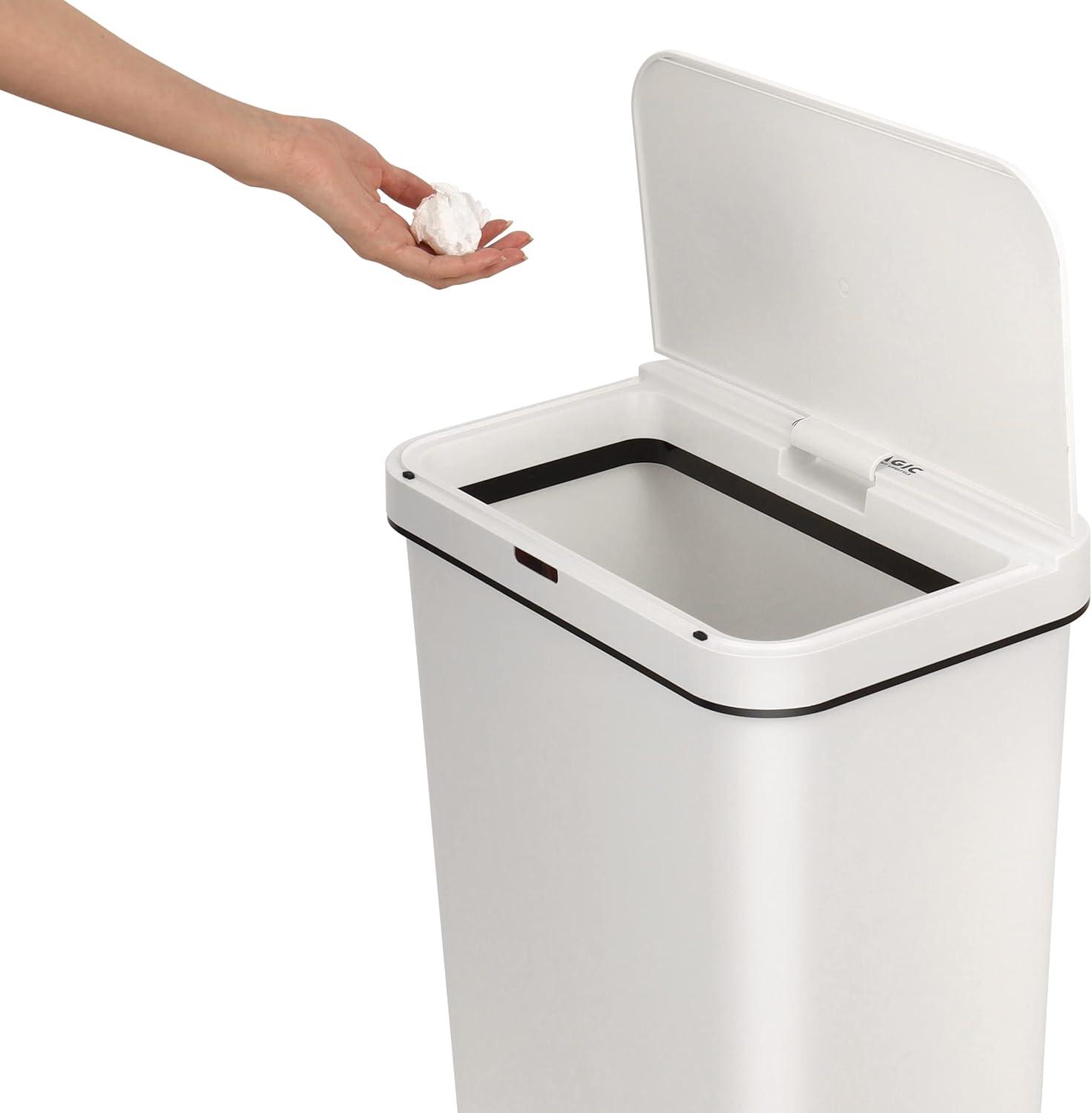 13 Gallon  Sensor Trash Can, Rectangle Garbage Bin, Perfect for Home, Kitchen, Office, White