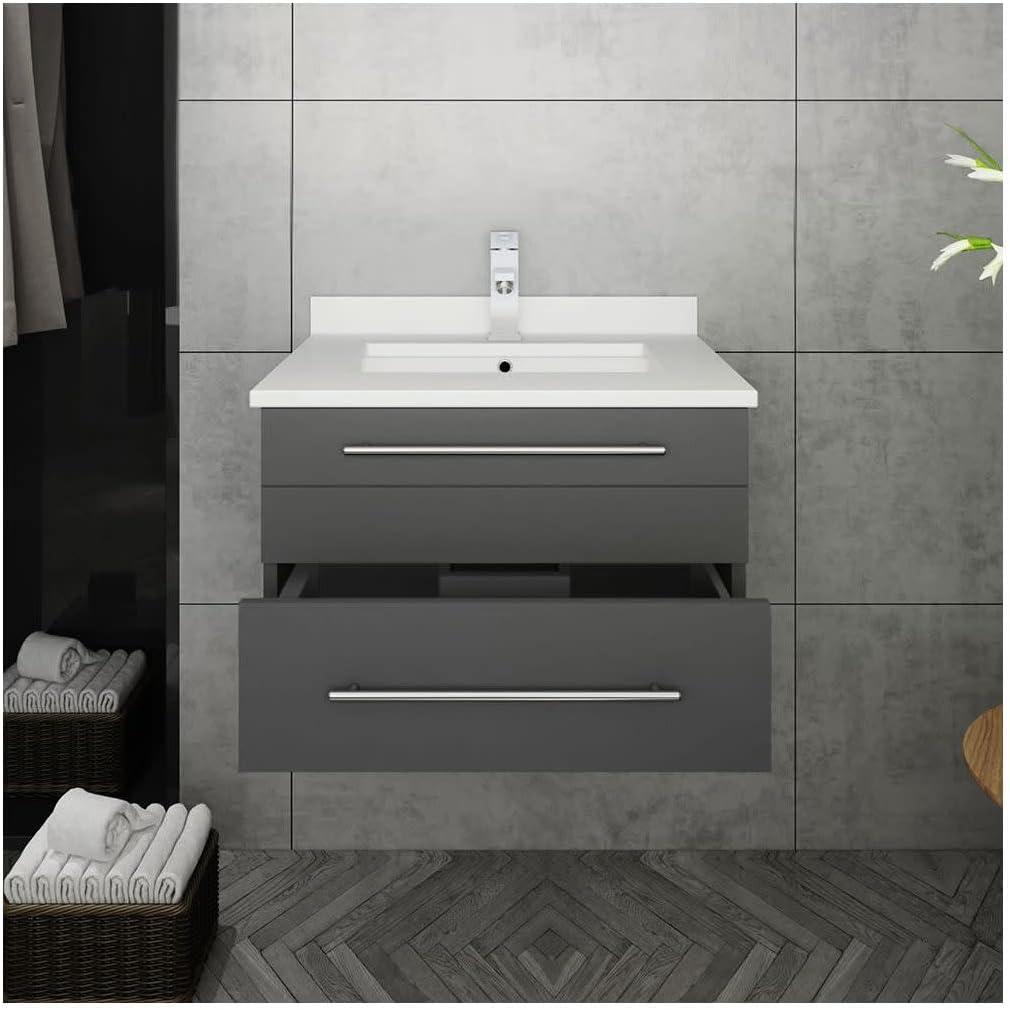 Lucera 24" Wall Mount Modern Single Sink Bathroom Vanity with Top and Undermount Sink