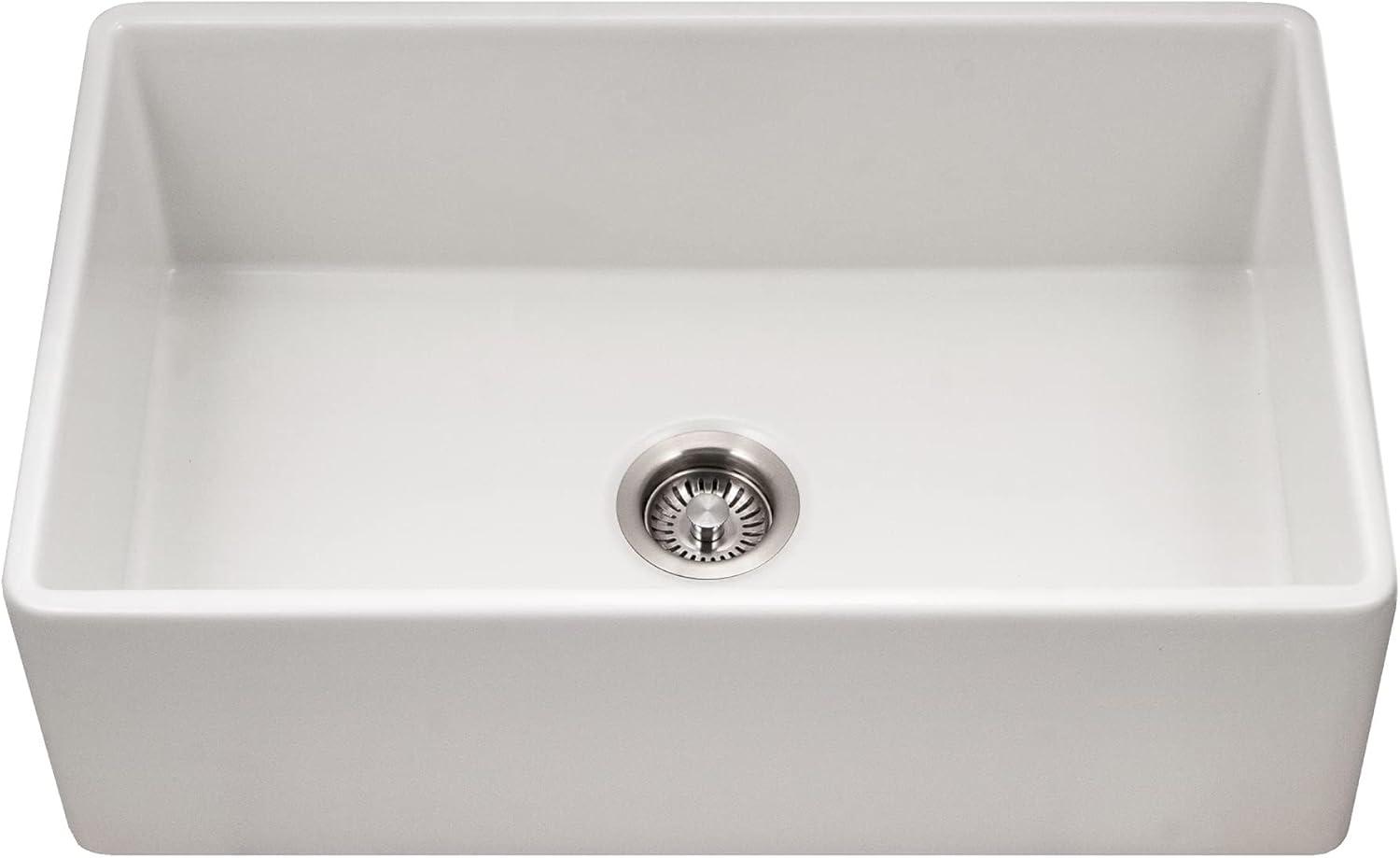 Houzer 30 in x 18 in Biscuit Fireclay Apron Front Single Bowl Kitchen Sink - PTS-4118 BQ