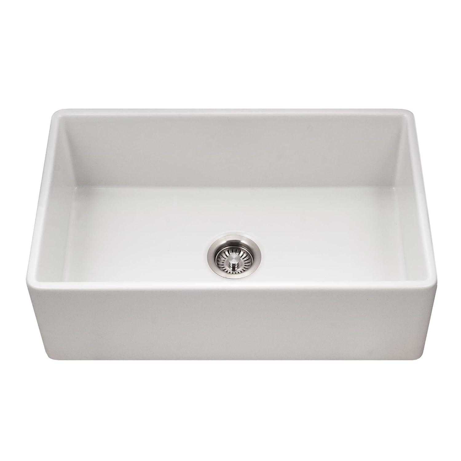 Houzer 30 in x 18 in Biscuit Fireclay Apron Front Single Bowl Kitchen Sink - PTS-4118 BQ
