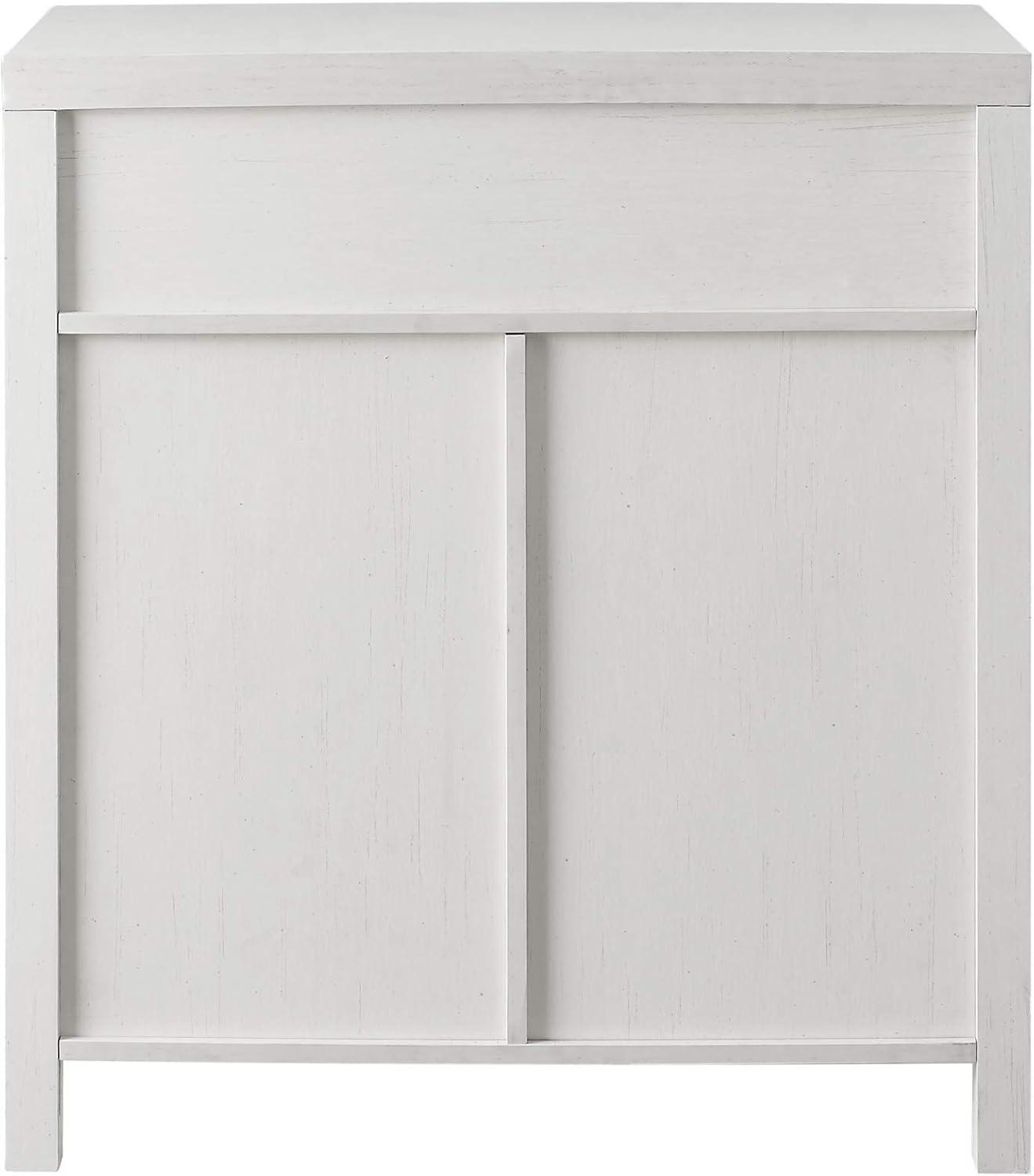 Walker Edison Modern Farmhouse 2 Barn Door Accent Cabinet, Brushed White