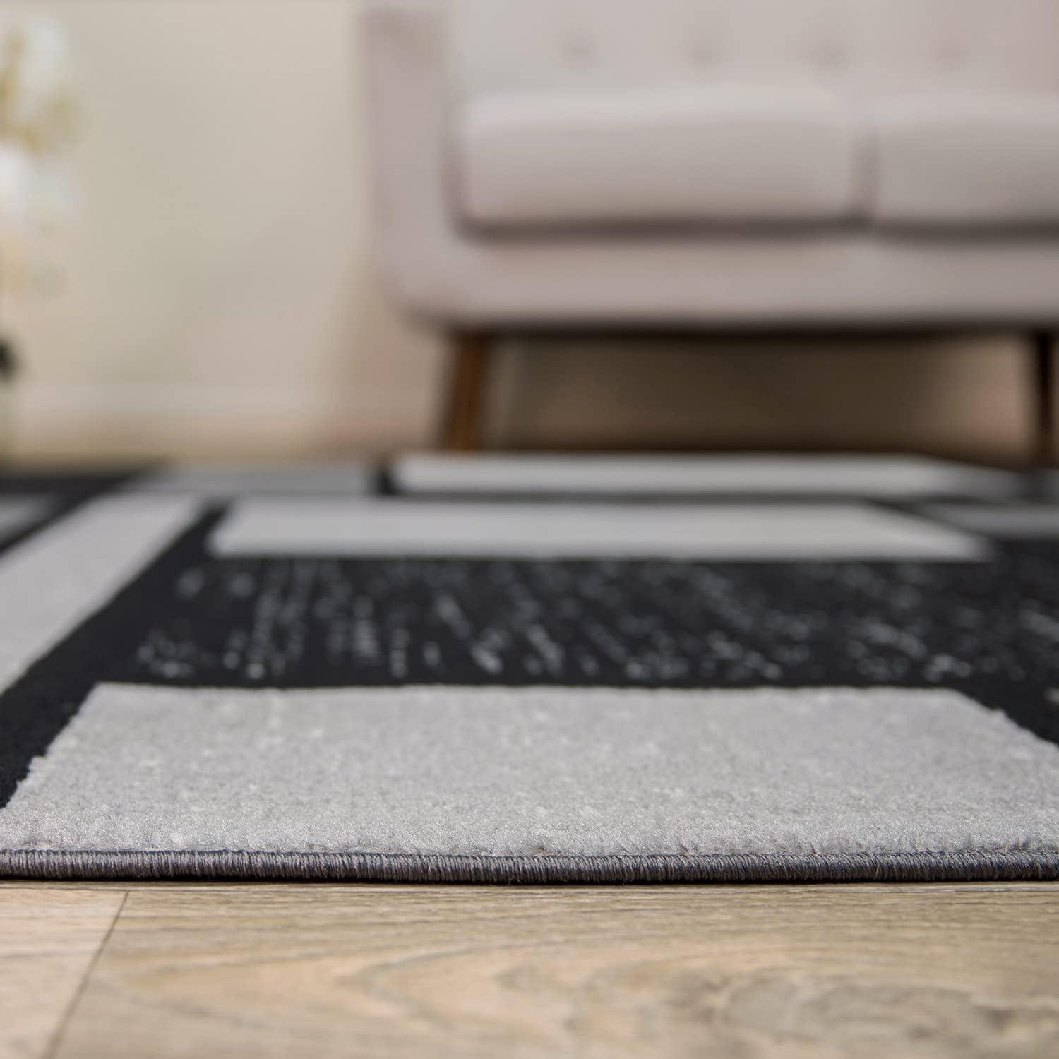 Modern Geometric Gray Synthetic Area Rug 5'3" x 7'3"