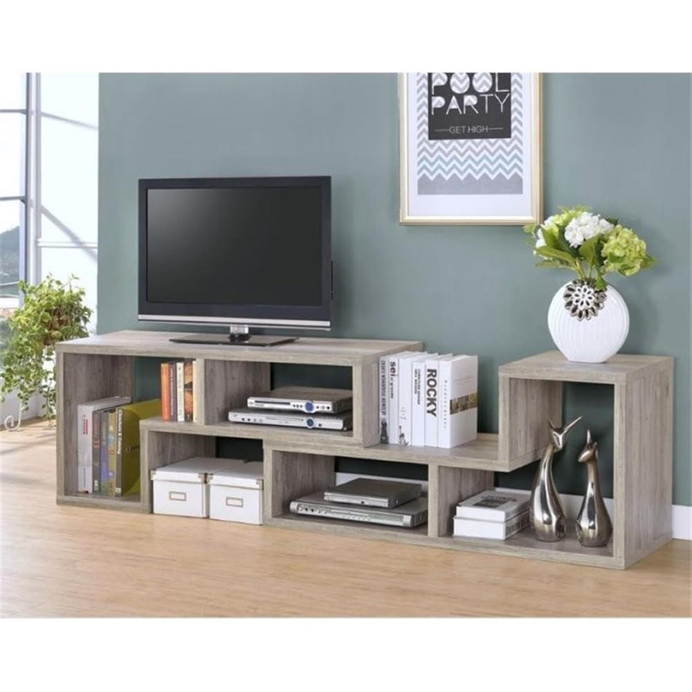 22" Velma Modular Bookcase & TV Stand: Stackable, Horizontal, Gray Driftwood - Coaster