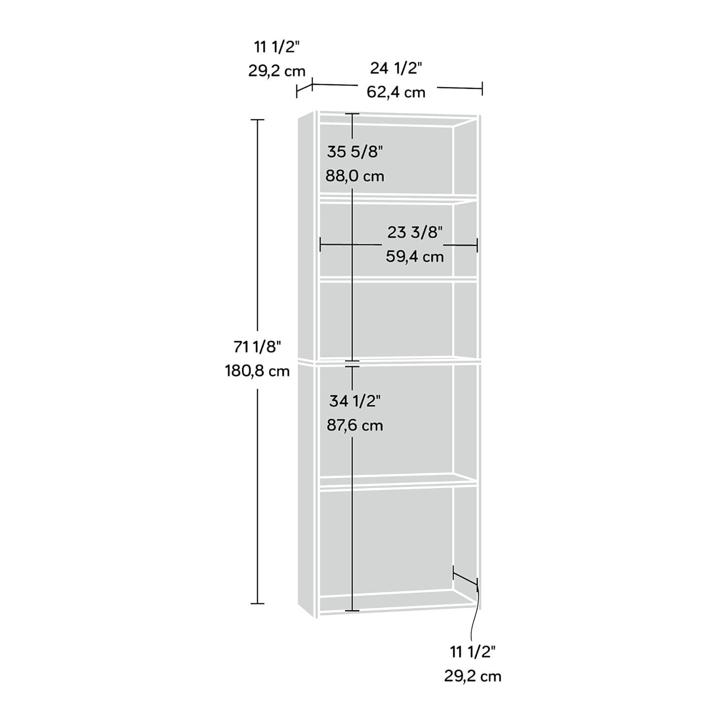 71.18"5 Shelves Beginnings Vertical Bookcase Silver Sycamore- Sauder: Modern Storage, MDF Frame: Paper Laminate Surface