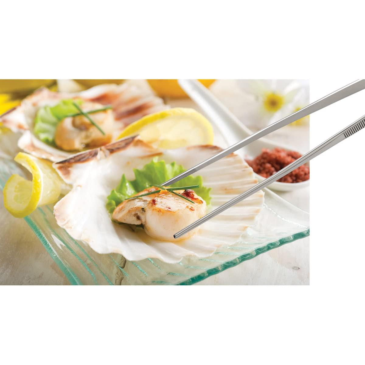 Cutlery-Pro Straight Culinary Precision Tong, Cat Cora Approved, Stainless Steel