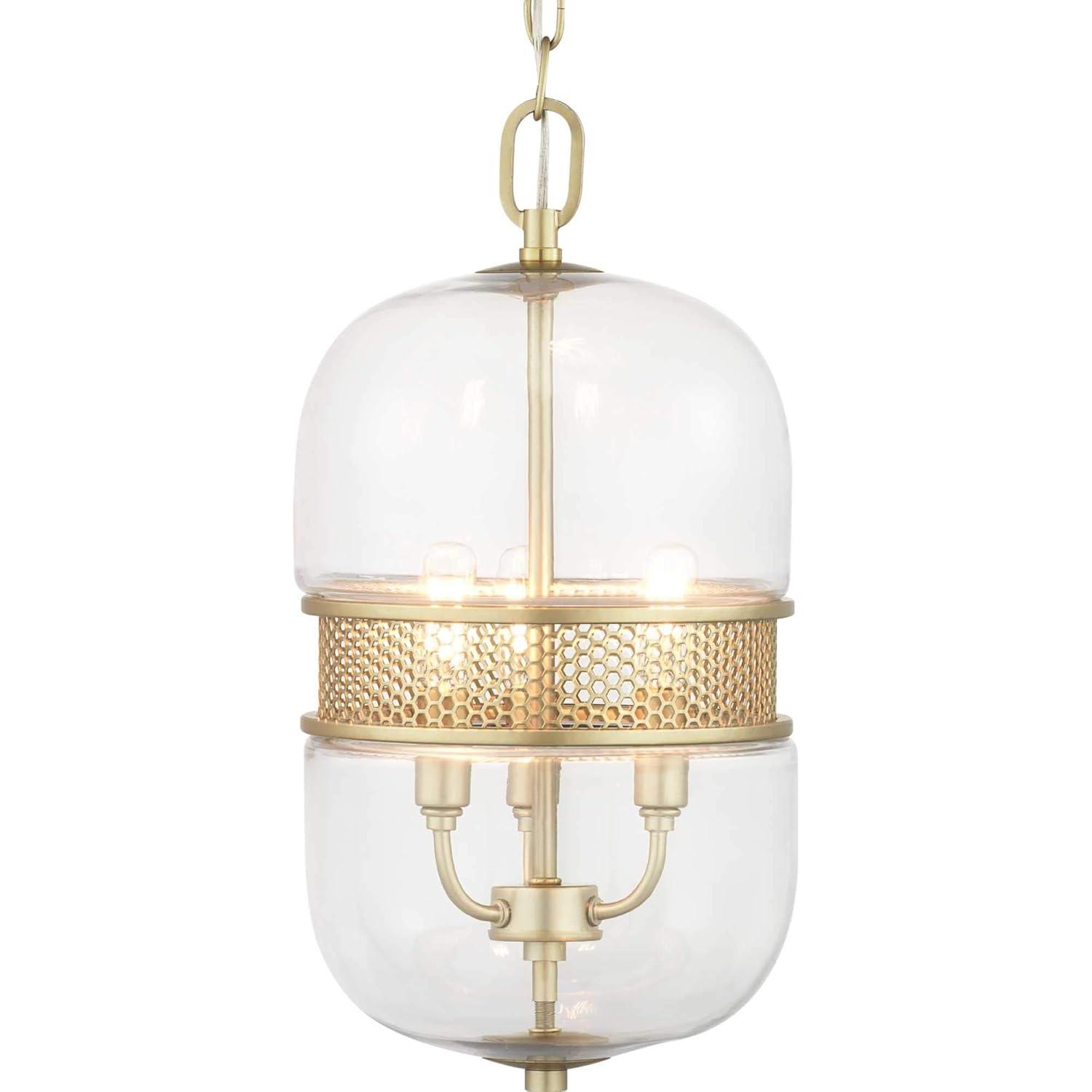 Progress Lighting, Cayce Collection, 3-Light Pendant, Vintage Gold, Glass Shade