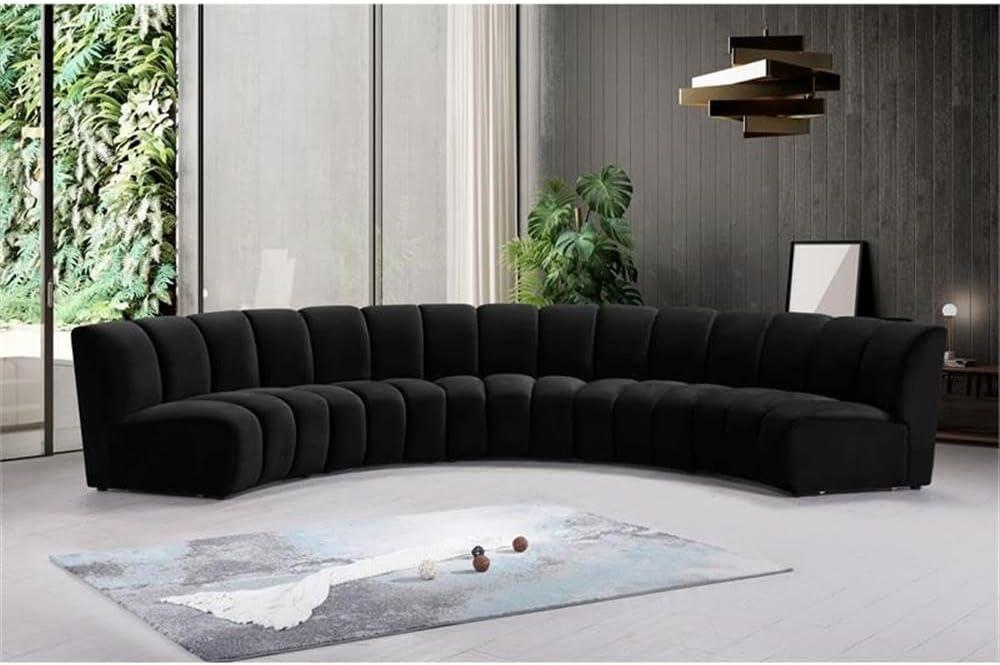 Meridian Furniture Infinity Black Velvet 5pc. Modular Sectional