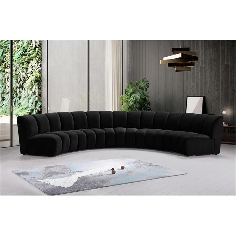 Meridian Furniture Infinity Black Velvet 5pc. Modular Sectional