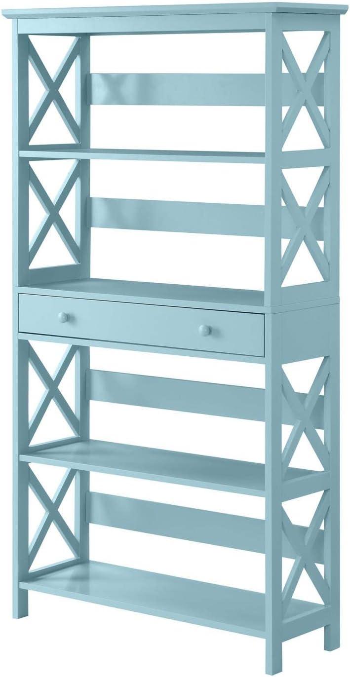 Oxford 5 Tier Bookcase with Drawer - Sea Foam Blue