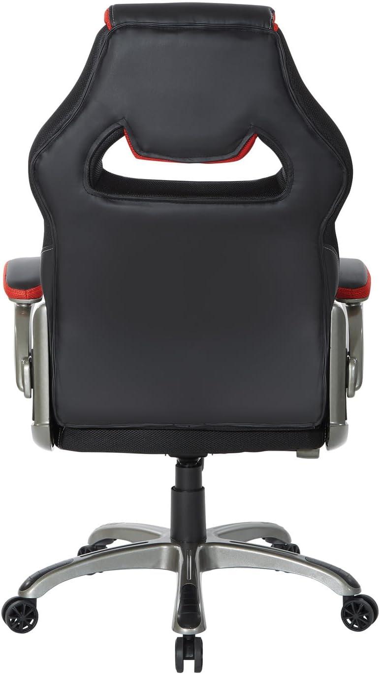 Oversite Black and Red Faux Leather Gaming Chair