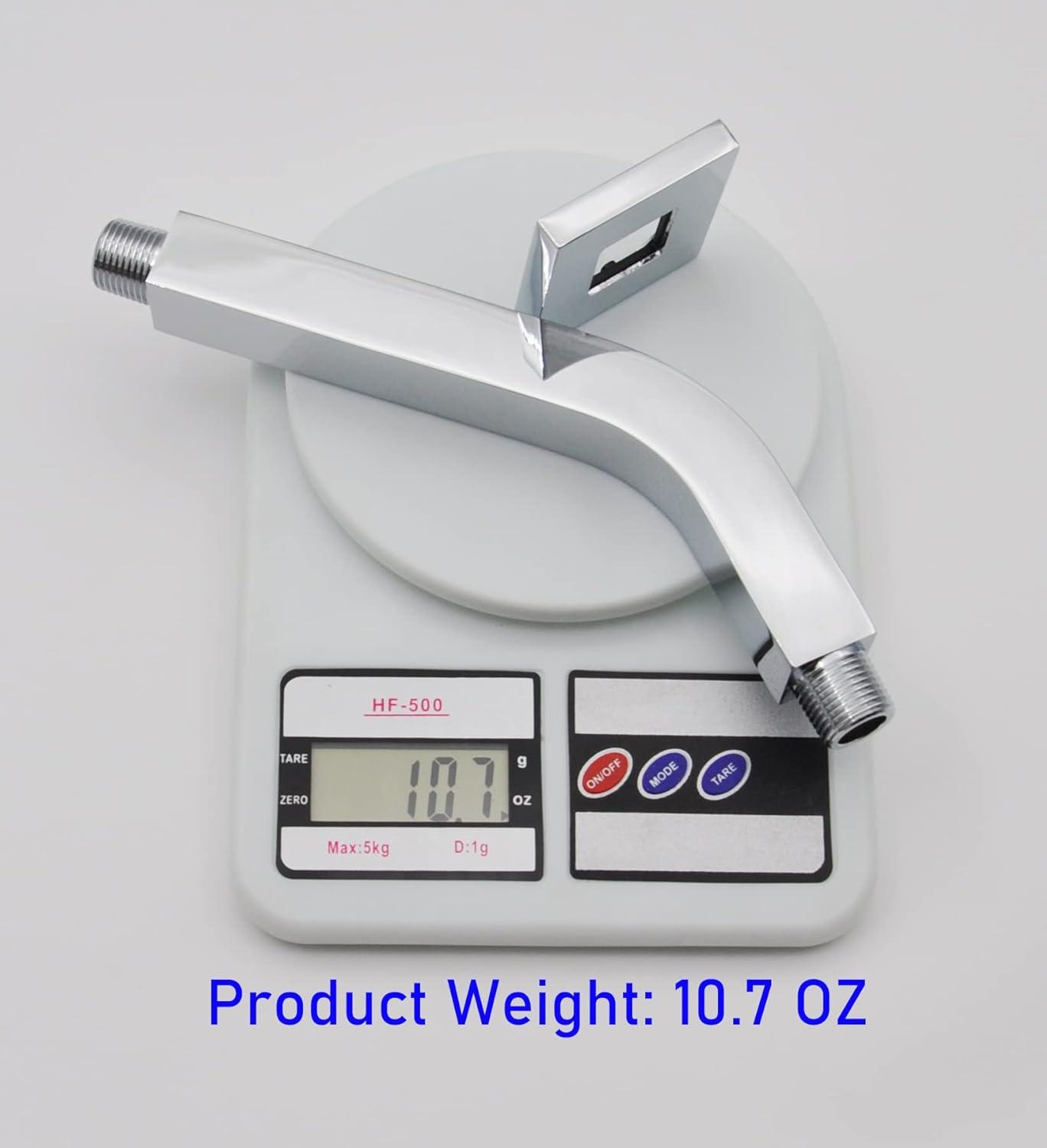 Aquaiaw Square Shower Arm and Anti-Scratch O-Ring Flange, 8 inch, Heavy-Duty Solid Brass, Both Soldered 1/2-14 NPT Tapered Threads, Wall Mount Shower Head Extension Arm (Polished Chrome)