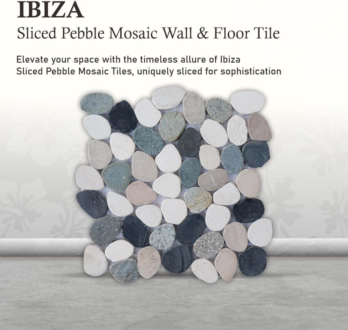 b.o.i Hawaii 12" x 12" Natural Stone Pebbles Mosaic Wall & Floor Tile