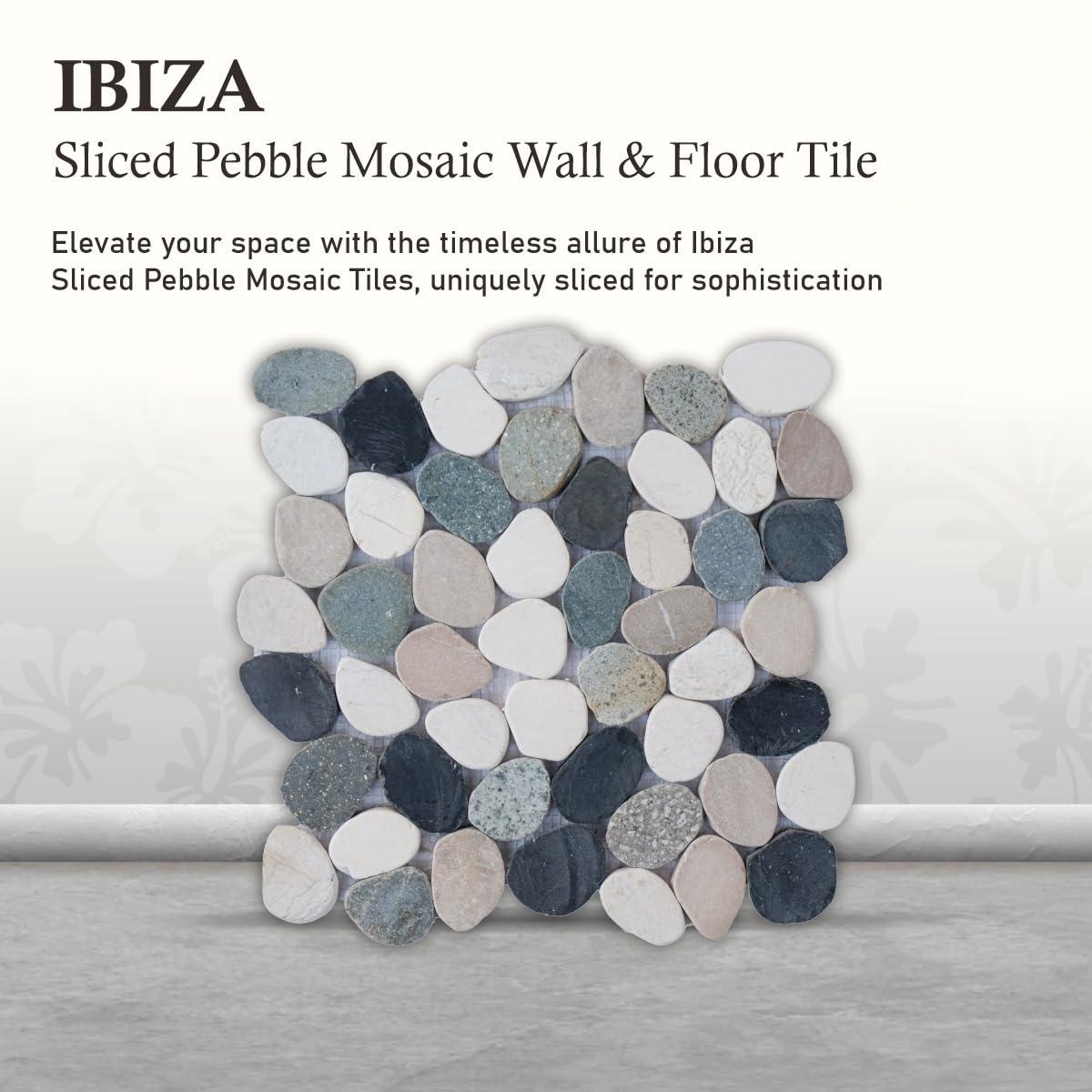 b.o.i Hawaii 12" x 12" Natural Stone Pebbles Mosaic Wall & Floor Tile