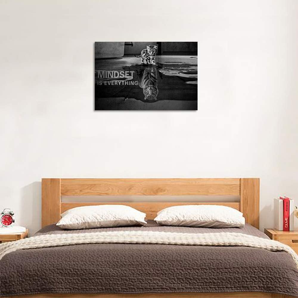 POSTER Mindset Is Everything Cat/Tiger Leader Motivational Inspirational Prevocational Life Action Success Quote Print Poster Wall Art Picture-UNFRAMED