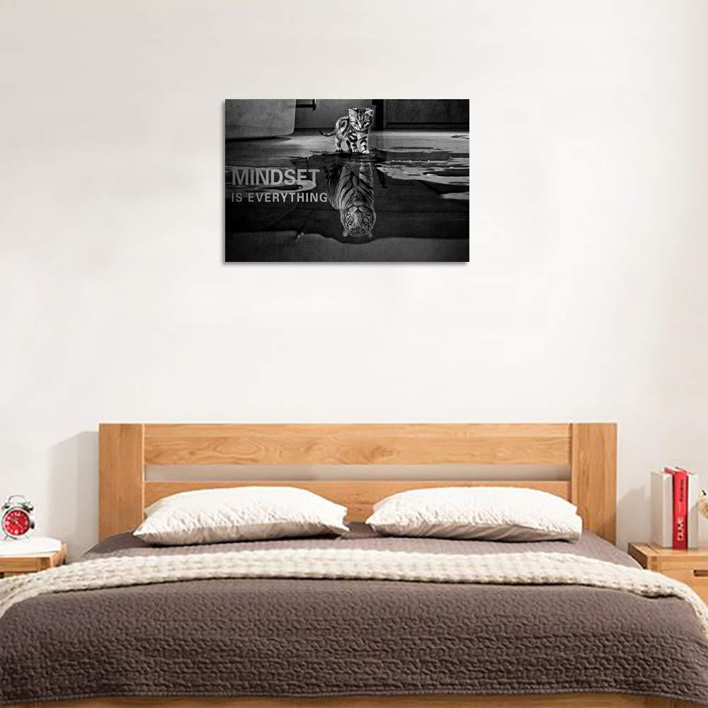 POSTER Mindset Is Everything Cat/Tiger Leader Motivational Inspirational Prevocational Life Action Success Quote Print Poster Wall Art Picture-UNFRAMED