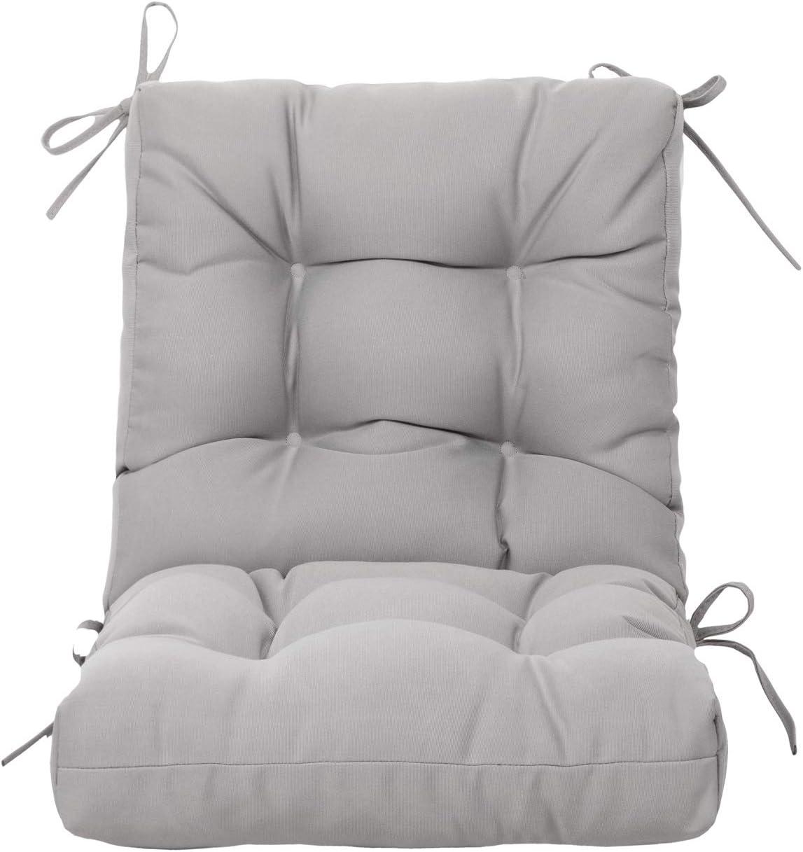 Gray Tufted UV Resistant Outdoor Chair Cushion