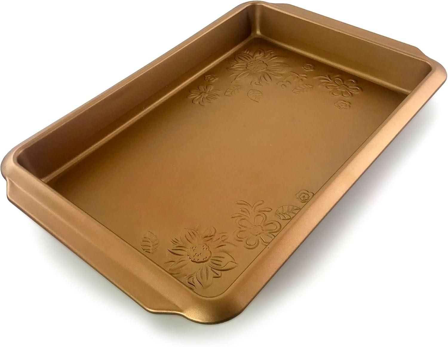 Gibson Home Country Kitchen Embossed Carbon Steel 13.75 Inch Roaster Pan in Copper