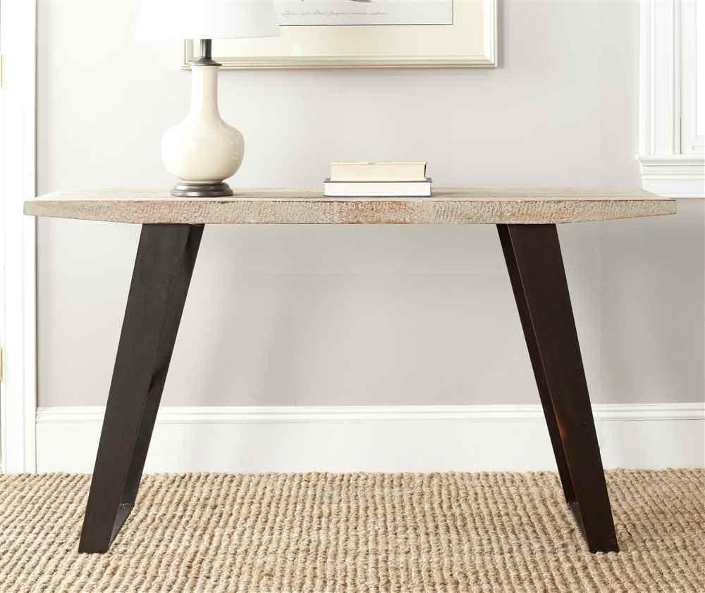 Transitional Waldo 53'' Black/Brown Wood and Metal Console Table with Storage