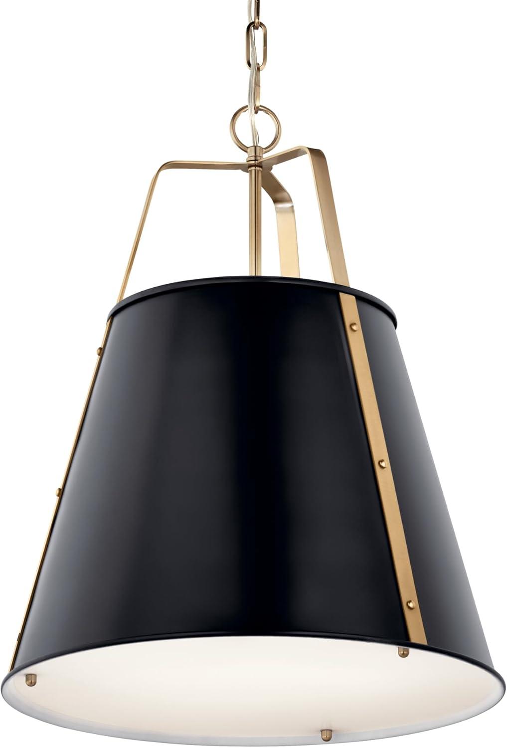 Black and Bronze Glass Drum Pendant Light