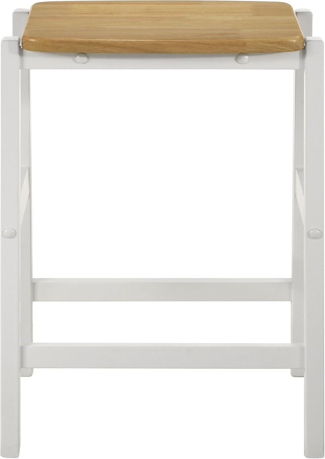 Coaster Set of 2 Hollis Farmhouse Wood Backless Counter Height Barstools Brown/White