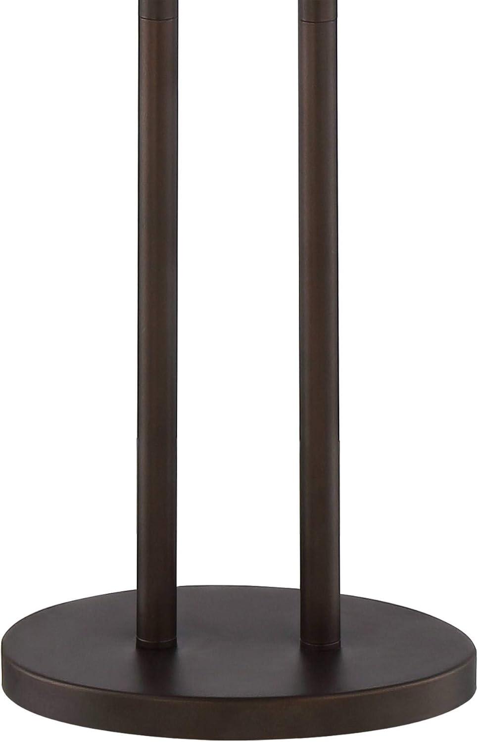 Franklin Iron Works Roscoe Modern Floor Lamp Standing 62" Tall Oil Rubbed Bronze Twin Pole White Drum Shade for Living Room Bedroom Office House Home