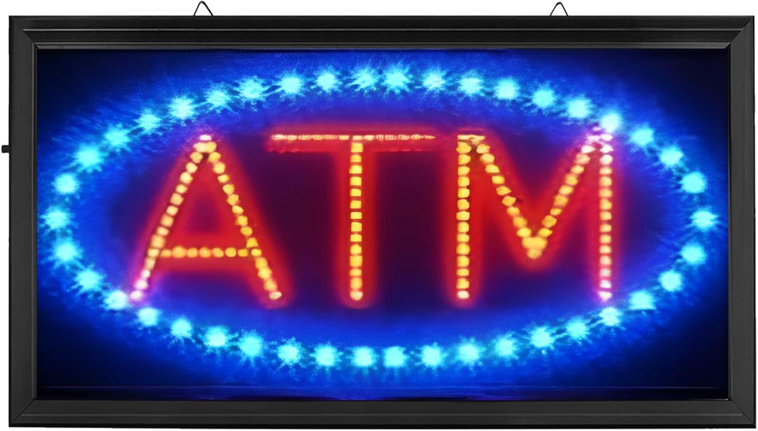 LED Neon Light ATM Sign With Animation On/off and Power On/Off two Switchs for Business B86